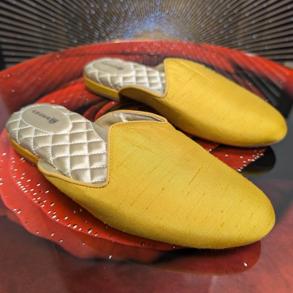 Birdies Satin Mules Raven Womens Size 8 Marigold Slip On Shoes Flats